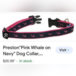 Pink Whales on Navy Dog Collar.